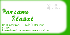 mariann klapal business card